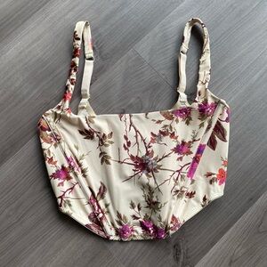 Urban Outfitters Cream Velvet Strapless Top